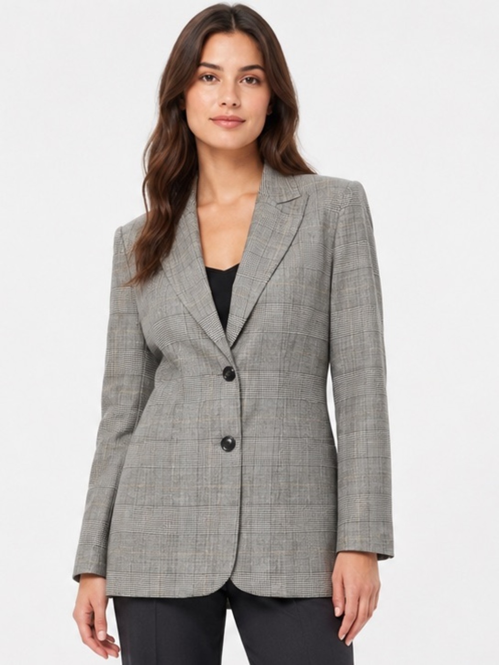 Worthington Black & Yellow Glen Plaid Blazer – Size 8 Classic 90s Power Dressing